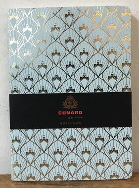 New Cunard Line 3 Queens Portico Designs Art Deco Blue Gold Foil Notebook